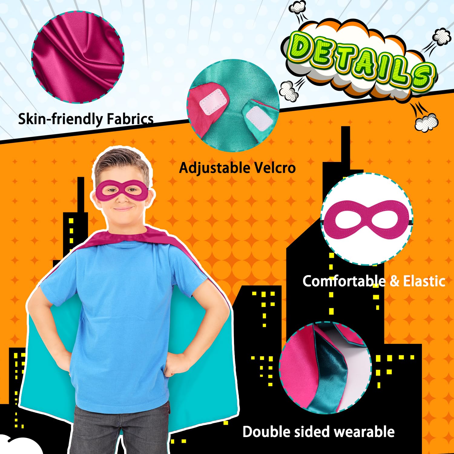 TOPWAYS® Kids Superhero Cape Mask Party Costumes - Image 4