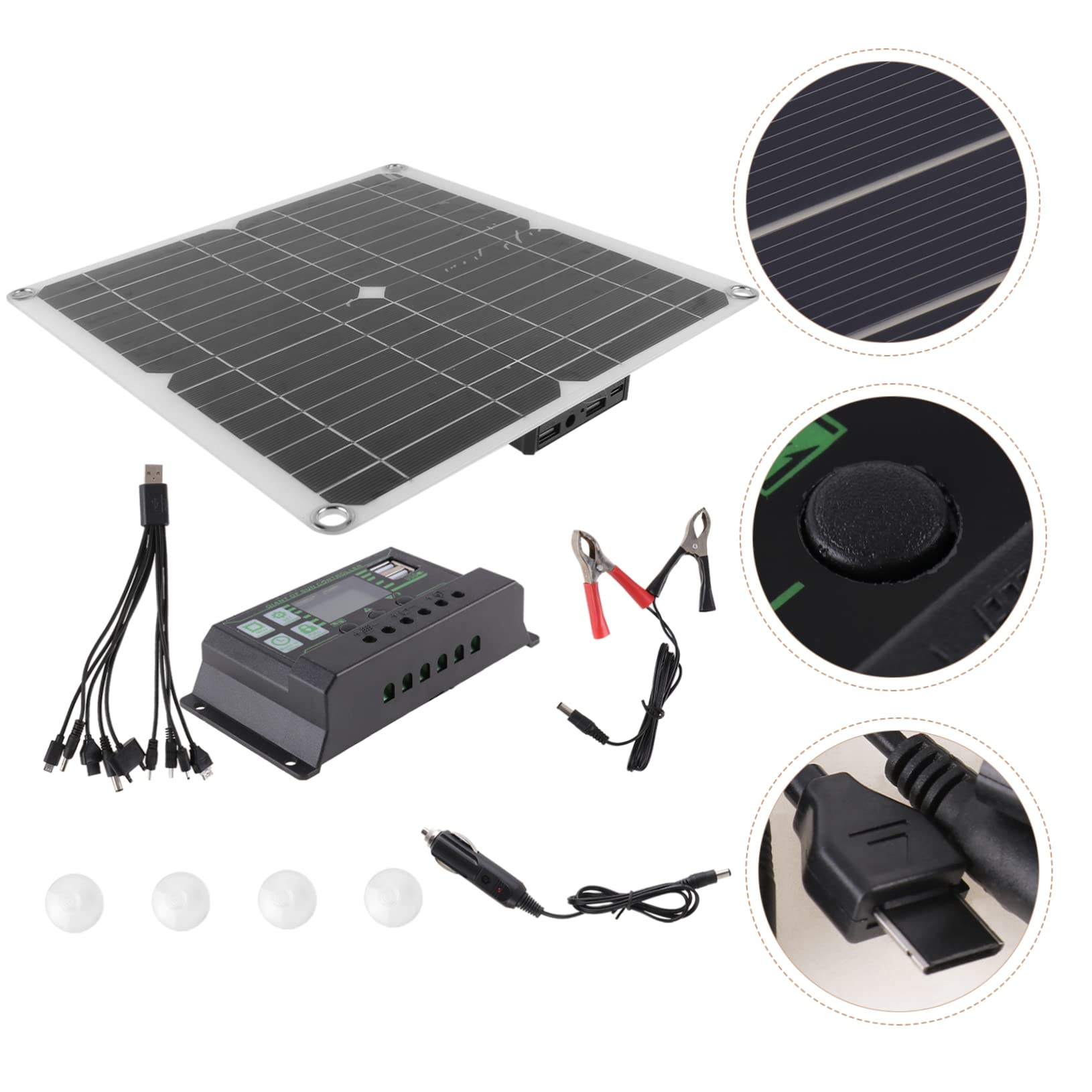 Kisangel Kits De Paneles Solares Para Exteriores Paneles Solares Fotovoltaicos Carga Solar Para Camping y Energía Móvil
