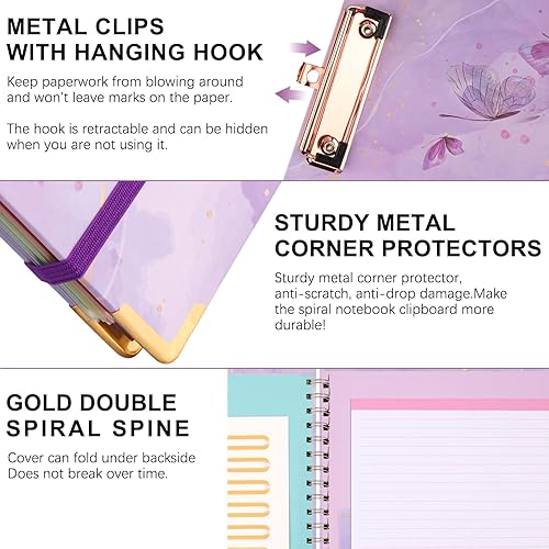 Miniatura 3 de HWPRATO Bonito portapapeles con 10 bolsillos y bloc de notas para tableros de clip tamaño carta, portapapeles de 8.5 x 11 pulgadas con