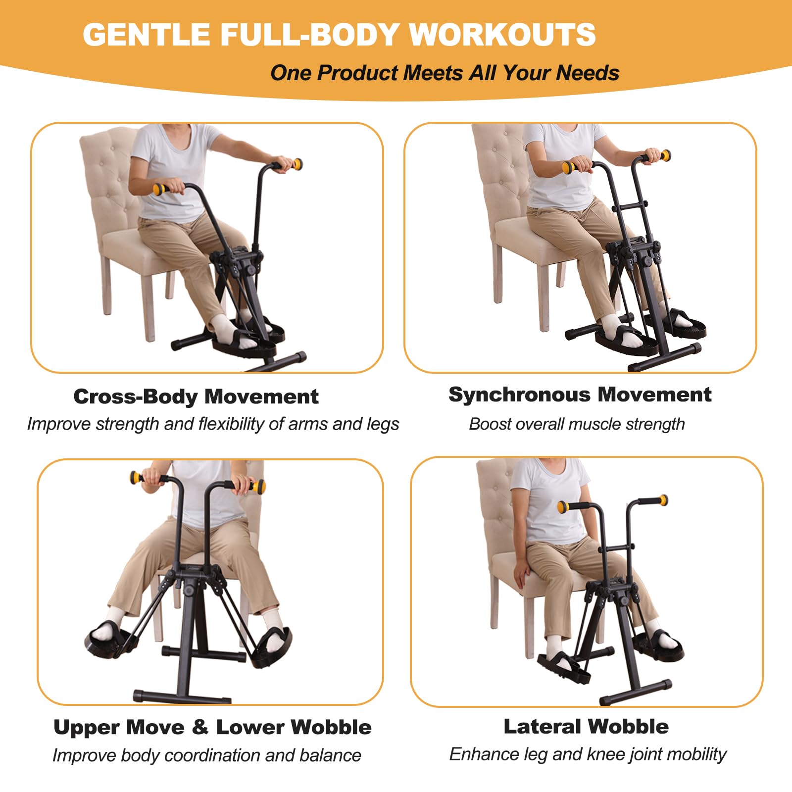 Bicicleta ejercitadora de pedales para personas mayores, equipo de ejercicio de mano, brazo y rodilla, recuperación de ancianos, bicicleta de ejercicio para todo el cuerpo, gran regalo para