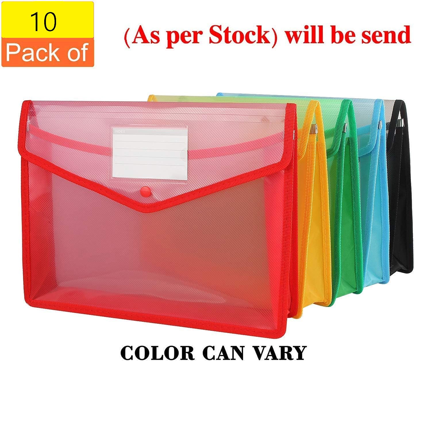 MORE BUY Transparent A4 Size Document File Folder Storage Bag with Snap Button for Certificate/Documents/Marksheet/Medical Fils for Men and Women (Pack of 10) 4
