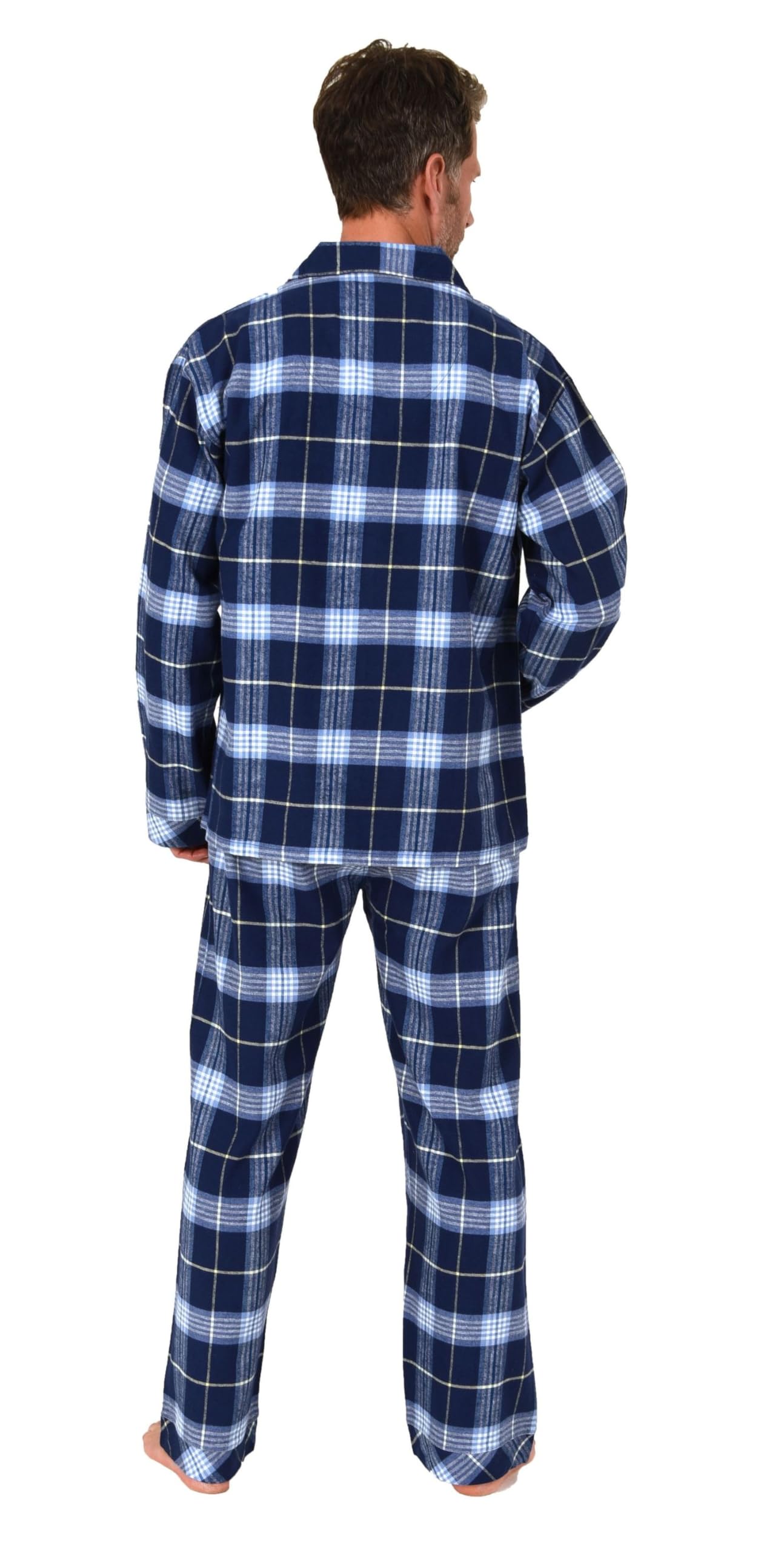 Normann Pijama de franela para hombre de manga larga con aspecto a cuadros, también en talla grande