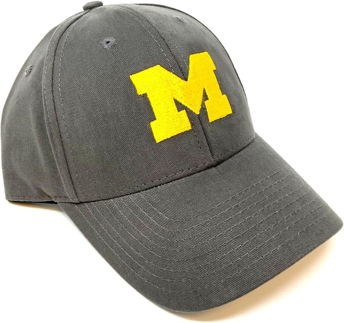 MVP Michigan Wolverines Logo Solid Grey Curved Bill Adjustable Hat