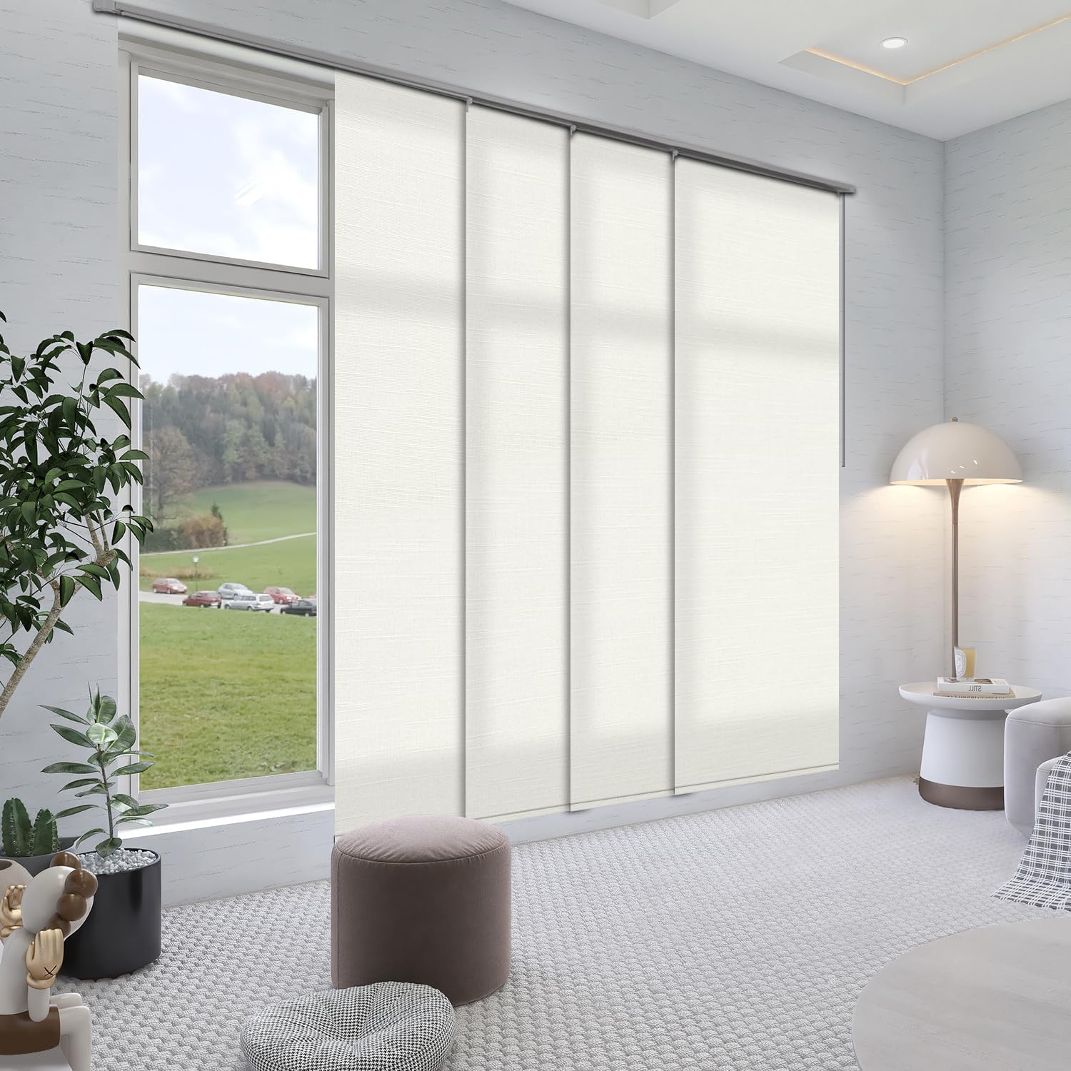Zshine Manual Blackout Privacy Panel Track Blinds Wand Control Custom Size Oversize Width Up to 150" for Sliding Door Room Divider （82028G）