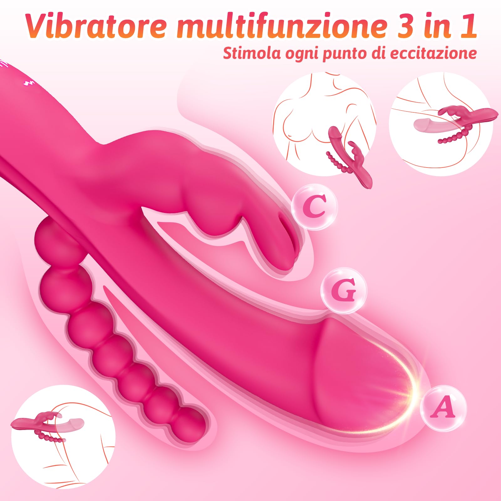 Vibratoreper donna del punto G Sex Toy - Dildo Stimolatore clitorideo, Giocattolo per adulti per il piacere femminile, doppio 10 modalità vibratore rosa anale Giocattolo del sesso di coppia