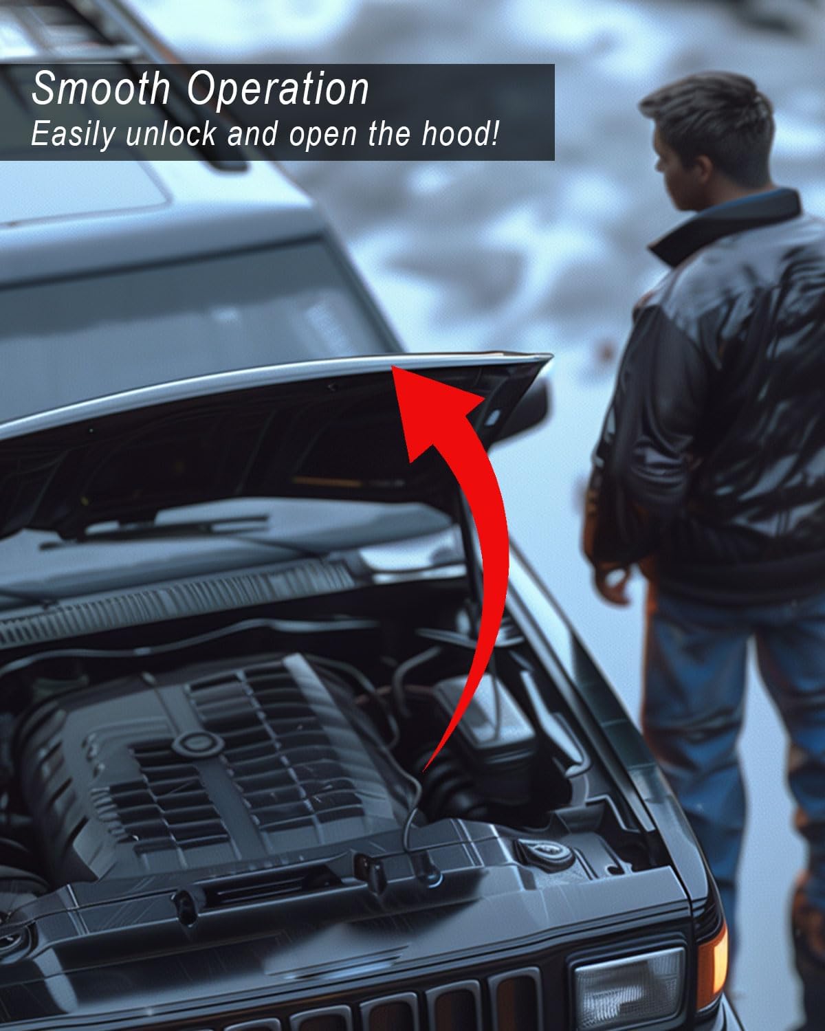 Hood Release Cable Fit for Jeep Cherokee 1997 1998 1999 2000, Hood Latch Release Cable Replace 55235483AD 55235493AE