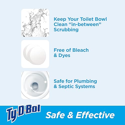 Miniatura 8 de Ty-D-Bol Tabletas limpiadoras de inodoro, pastillas para inodoro en tanque, alternativa a blanqueador, sin fragancia, 2 unidades (paquete de 6)