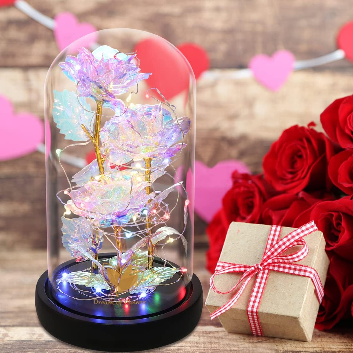 Valentines Day Gifts for Her,Beauty and The Beast Rose,Colorful Rainbow Up Rose in A Glass Dome,Gifts for Girlfriend,Women,Wife's,Grandma Wife Anniversary,Valentines,Thanksgiving,Birthday,Wedding - Image 2