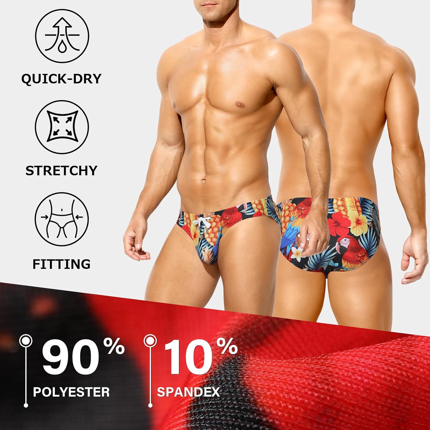 Arjen Kroos Men's Swim Briefs Sexy Bikini Swimwear Mens Funny Print Swimsuit Low Rise Swimming Briefs with Drawstring - Image 3