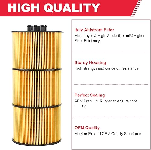 Miniatura 4 de P551005 Filtro de aceite/lubricante para Freightliner Cascadia Mercedes Western Star Trucks & Buses Detroit Diesel DD13 DD15 DD16 Motores Reemplaza#