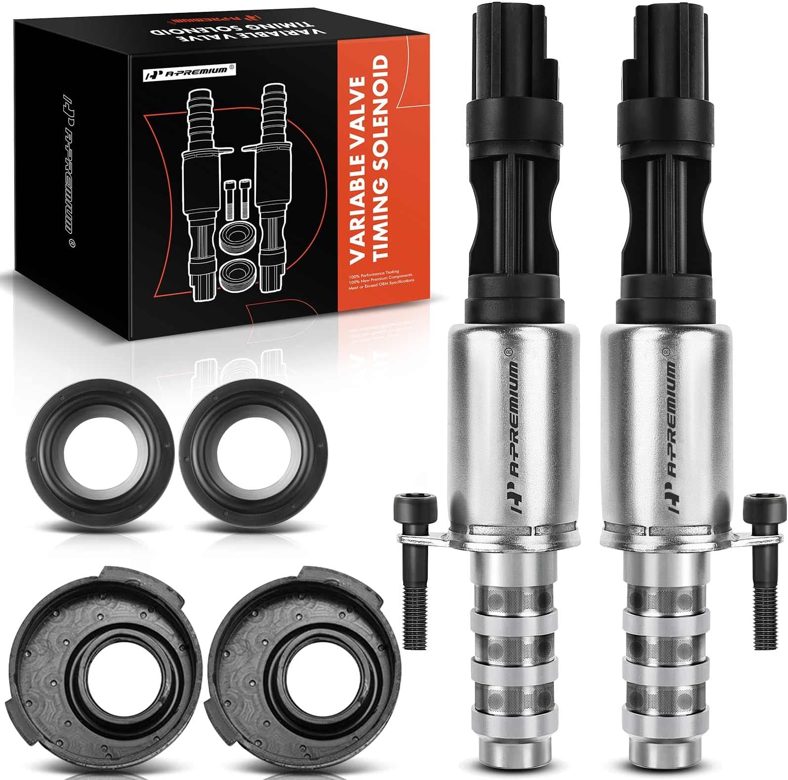 A-Premium 2-PC Engine Variable Valve Timing (VVT) Variable Camshaft Timing (VCT) Control Solenoid Compatible with Ford, Lincoln and Mercury Vehicles - 4.6L 5.4L 3V Engine - Replaces 8L3Z-6M280-B