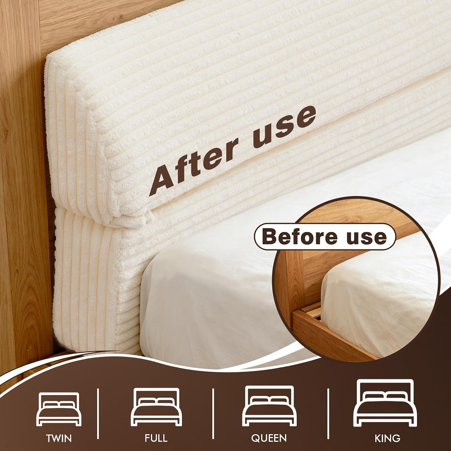 Wedge Shaped Pillow headboard Suitable for Bed Seams, Foldable Bed Wedge Pillow, Bed Gap Filler King Size Fill The Gap (0-12"), Mattress Gap Filler Long Pillow Between Headboard(Beige, 76")