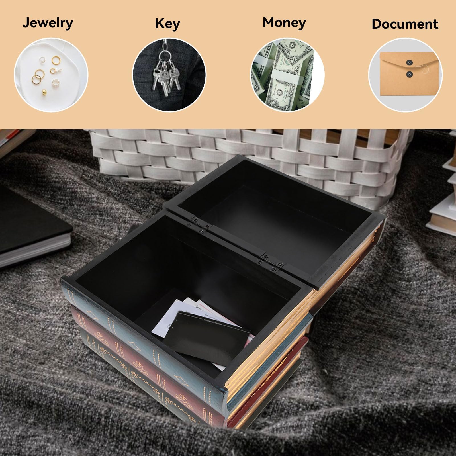 Scatola Portaoggetti A Forma Di Libro Falso – Stile Europeo, Decorativa Per Libreria, Leggera E Resistente, Ideale Per Gioielli E Piccoli Oggetti