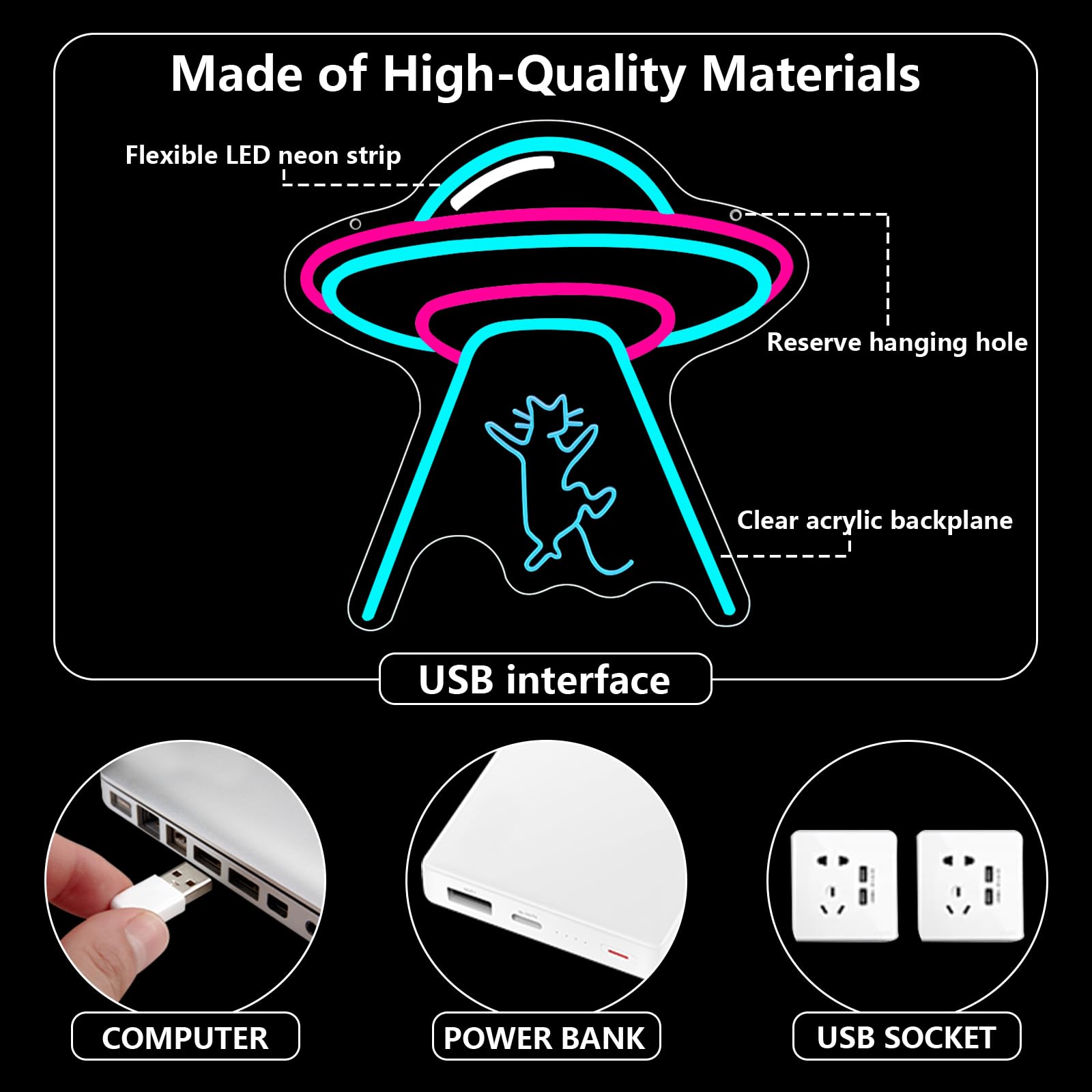 UFO Cat Neon Sign Spaceship Neon Signs Anime LED for Wall Decoration USB Light for Cat Decoration Game Room Home Party Bedroom Bar Pub Room Decor - Image 3
