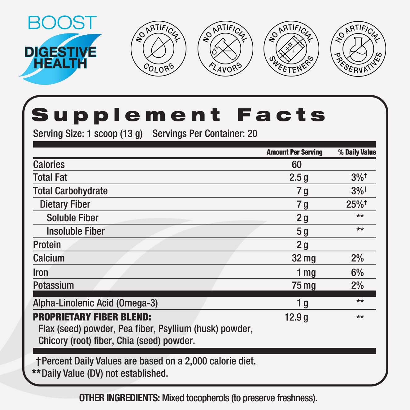 BODi Digestive Health Boost Fiber Supplement - Supports Gut Health & Regularity - Chicory Root, Pea Fiber, Psyllium Husk - Heart Health Benefits with Chia & Flaxseed, 7g Fiber per Serving, 20 Servings — Amazon image 2
