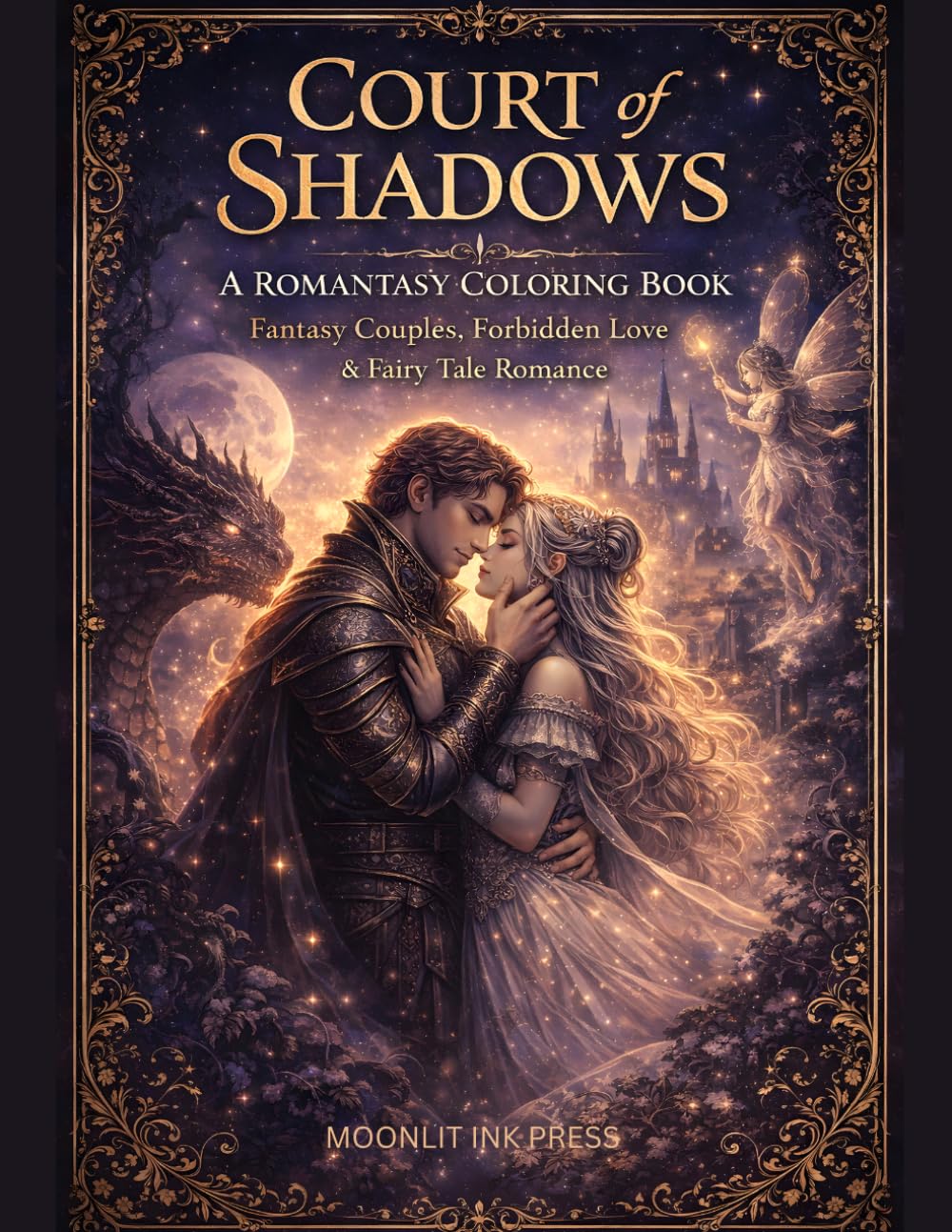 Court of Shadows: A Romantasy Coloring Book: Fantasy Couples, Forbidden Love, & Fairy Tale Romance