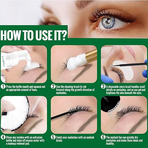 Miniatura 4 de 8.5 fl oz8.45fl.oz - Limpiador de extensiones de pestañas, champú mini USB portátil para pestañas con ventilador de pestañas para párpados,