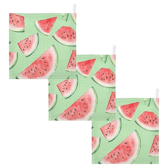 YETTASBIN Watermelon Muslin Baby Hand Washcloths Soft Cotton Bath Face Towel 4 Layers Extra Absorbent Feeding Burp Cloth