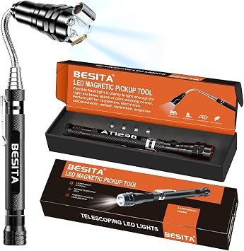 LED Magnetic Pickup Tool Gifts for Men,Telescoping Magnet Flashlight, Cool Gadget Fathers Day Dad Gifts for Men, Dad, Father, Handyman, Husband, Boyfriend or Women