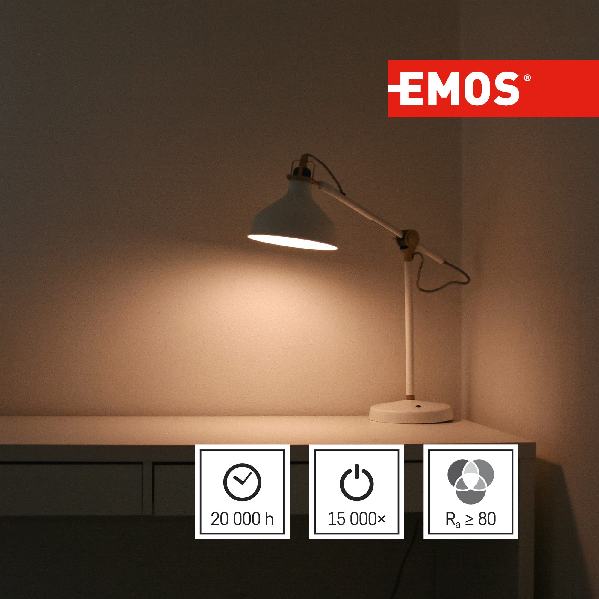 Emos * Model A +, lampadina a LED Candle 6 W E14 bianco caldo, vetro, 6 Watts, E27, trasparente, 3,8 x 3,8 x 13 cm