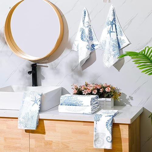 Miniatura 2 de VitalCozy Juego de 6 toallas de baño de playa, incluye 2 toallas de baño, 2 toallas de mano, 2 toallas de mano, toallas de mano suaves y