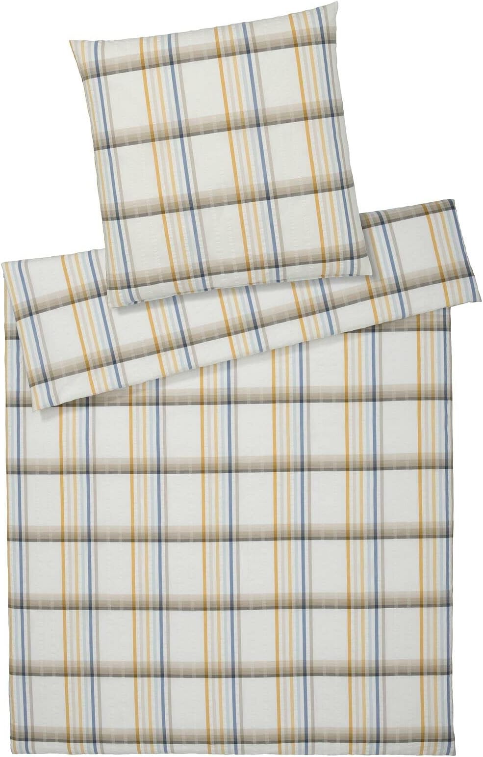 elegante Samsö Sun Woven Seersucker Bed Linen, 1 Duvet Cover 240 x 220 cm and 2 Pillowcases 40 x 80 cm