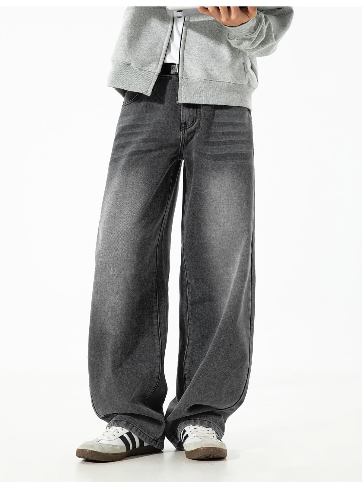 Jeans da uomo casual a gamba dritta Y2K vintage streetwear a gamba larga pantaloni in denim vestibilità comoda hip hop skater pantaloni