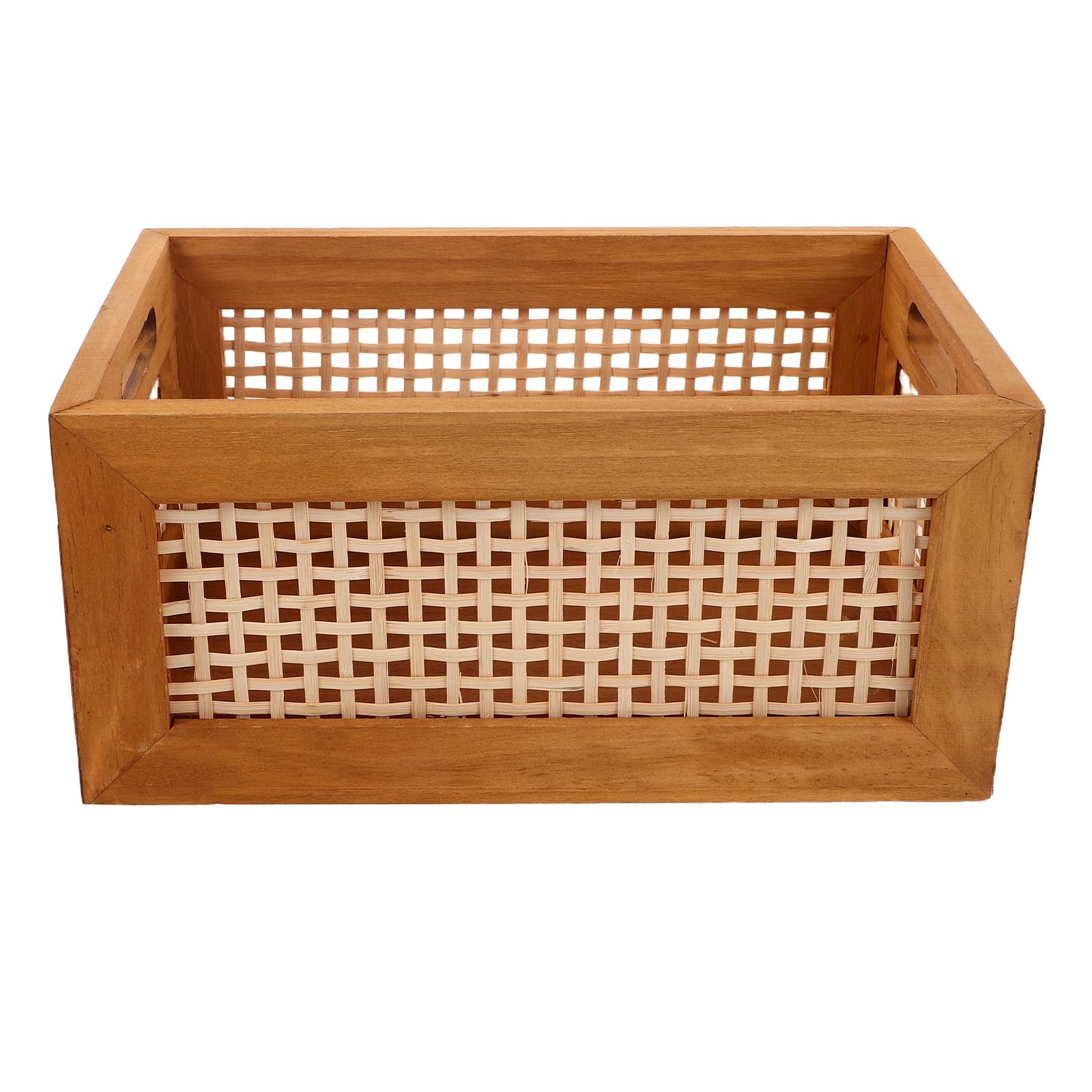 Panier de rangement de style vintage en bois avec poignées
