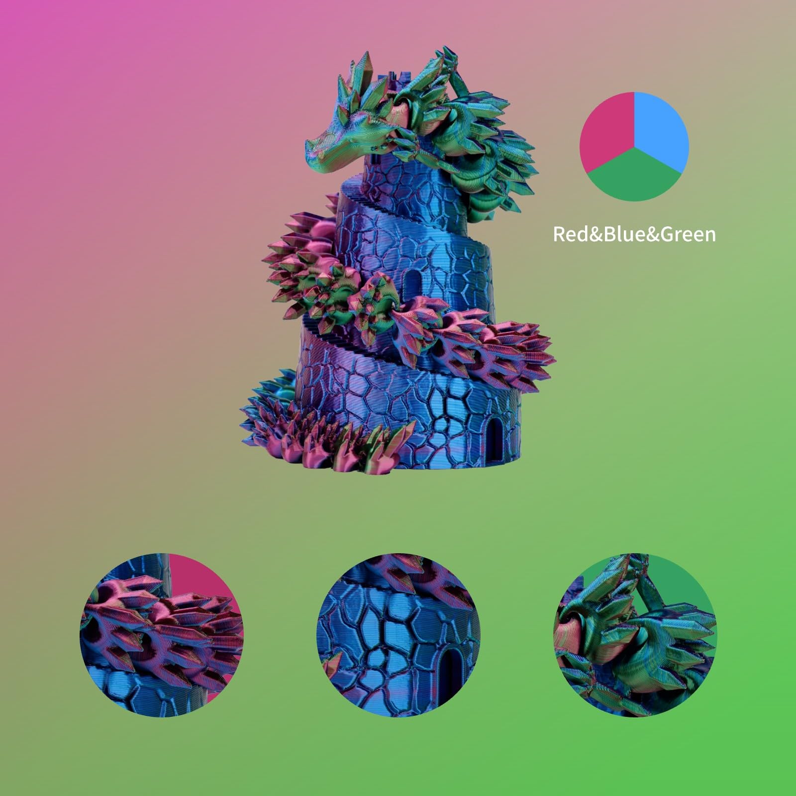 Chitu Systems - Filamento per stampante 3D in seta Emorale, filamento tricolore da 1,75 mm, seta, rosso, giallo, blu, nero, blu, viola, rosso, oro, viola, rosso, blu, verde, confezione da 4 kg