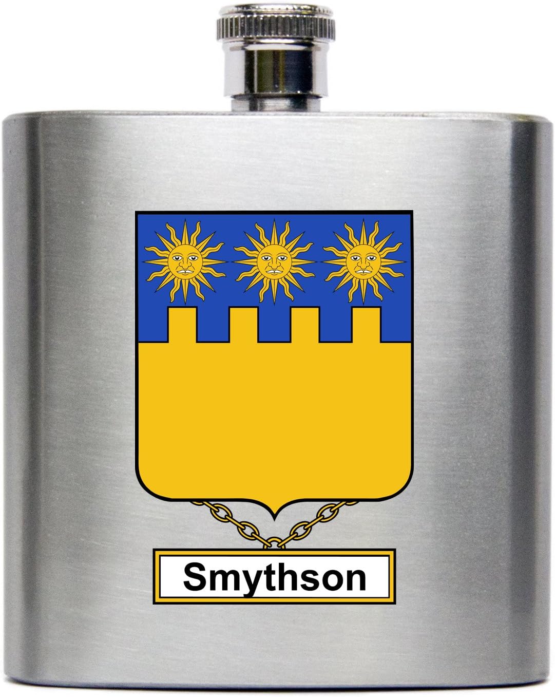 Smythson Family Crest British Shield Click America 6 oz. Stainless Steel Flask