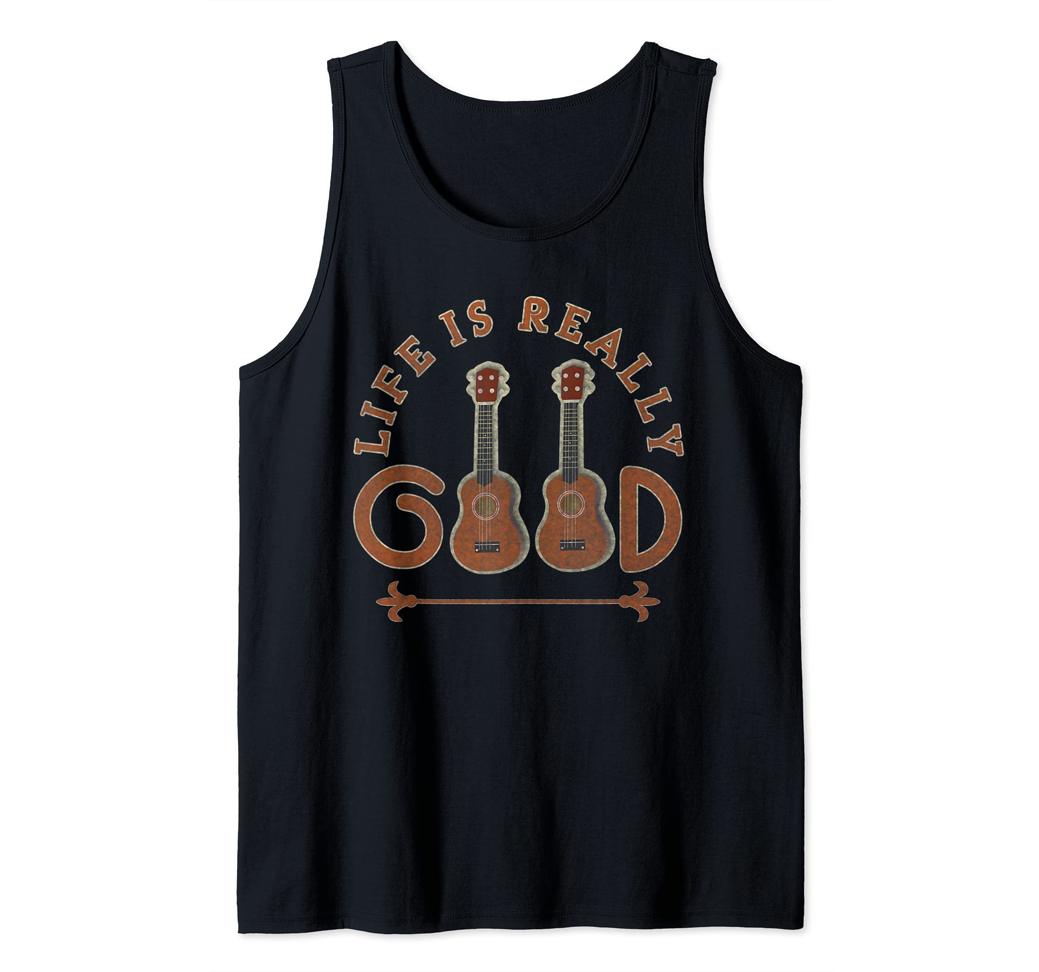 vintage Life Is Really Good Guitar Tank Top, Black