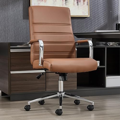 Miniatura 7 de Silla de escritorio de oficina, sillas de cuero para sala de conferencias con ruedas, sillas de oficina ejecutivas modernas, altura ajustable, silla