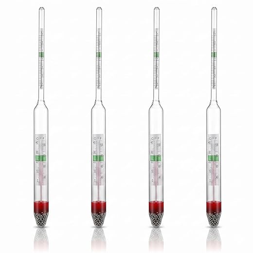balacoo 4 Pcs Aquarium Hydrometer with Thermometer for Fish Tank Saltwater Salinity Measurement Floating Accurate Areometer 7.87In