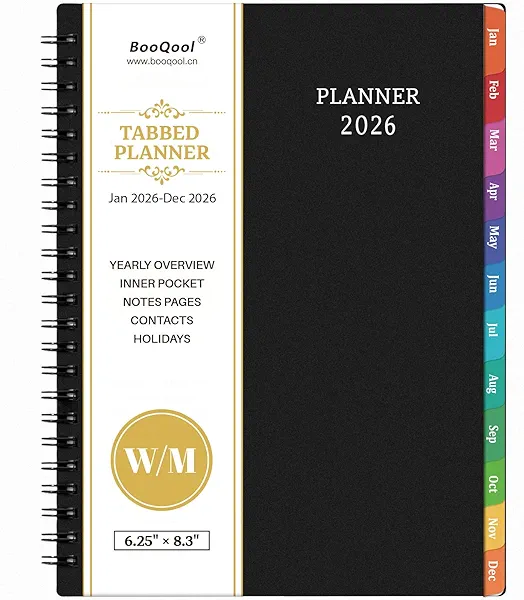 2026 Planner - Planner 2026, 2026 Planner Weekly and Monthly with Tabs, Jan 2026 - Dec 2026, 6.25" × 8.3", Strong Twin-Wire Binding