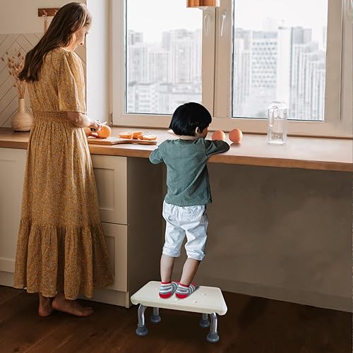 Vista 23 de Aliseniors Taburete con asa y plataforma antideslizante, taburete médico resistente de 2 pasos para adultos, personas mayores, discapacitados