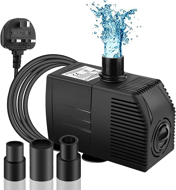 BARST 800L/H Submersible Pump with Filter, Ultra Quiet Water Pump for Fountains, Pool, Fishtank Pond, Hydroponics, Statuary, Backyard Fountain with 4 Strong Suction Cups,3 Nozzles & 1.83m Power Cord