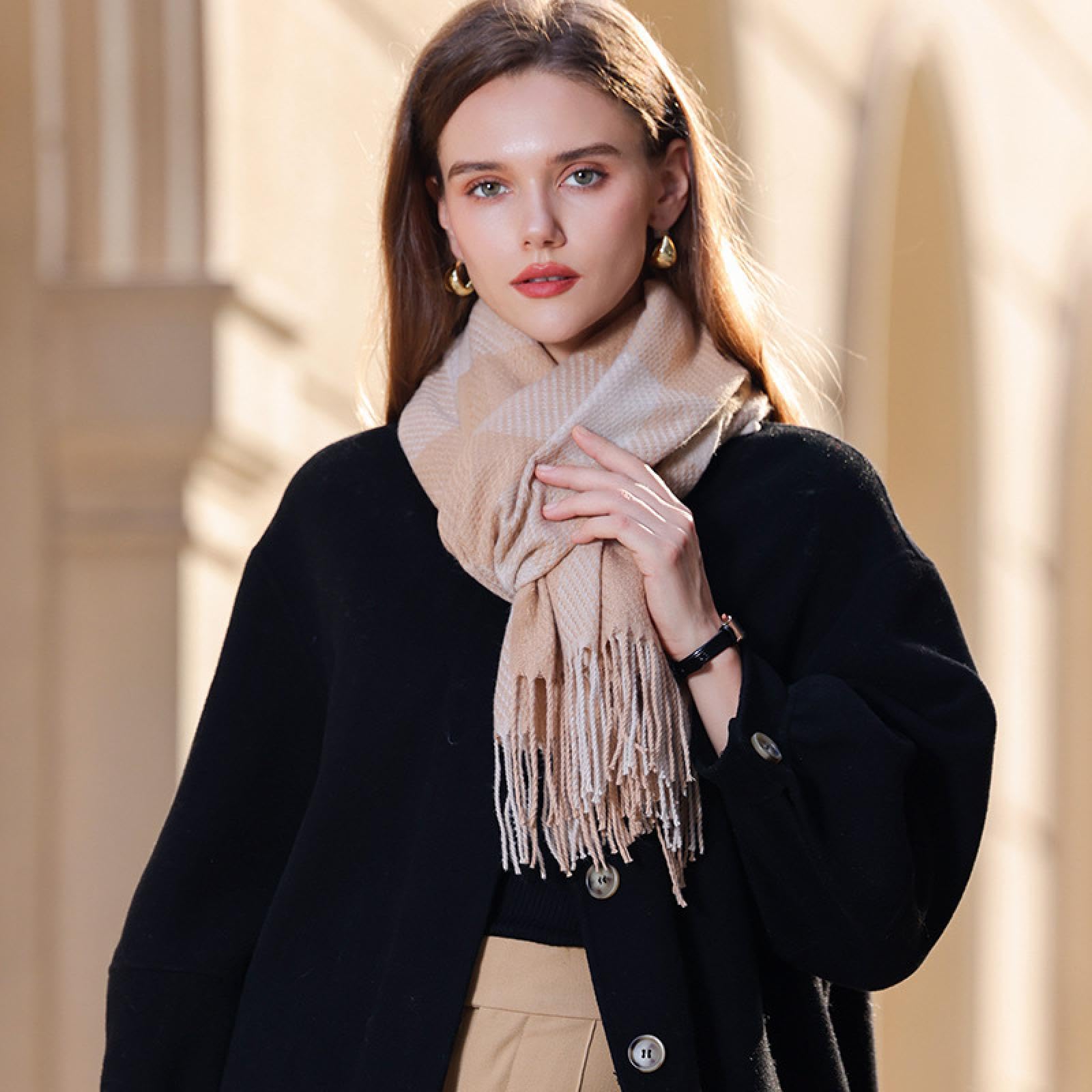 Écharpe Foulard Long Femme Homme Floral – Châle Doux Et Chaud 175x45 Cm, Élégant Pour Automne Hiver, Idée Cadeau Noël