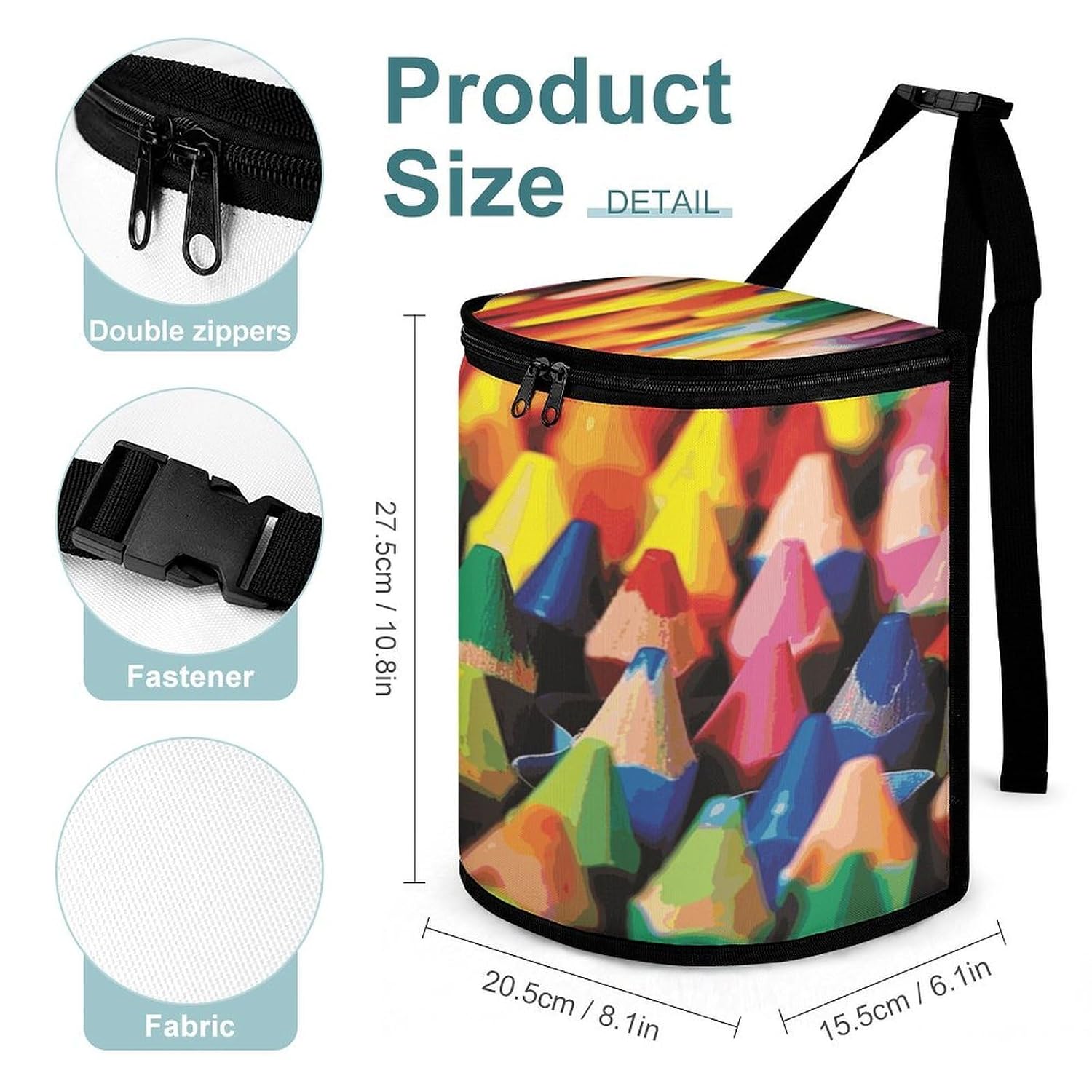 Crayons Car Trash Can with Lid Leak-Proof Waterproof Hanging Car Garbage Bag Detachable Multipurpose Trash Bin Portable Travel Cars Trash Bag for Cars SUV Truck RV