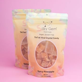 Silky Gem Spicy Pineapple Bites: Viral ASMR Crystal Candy Handcrafted Edible Jewelry 6 oz Bag