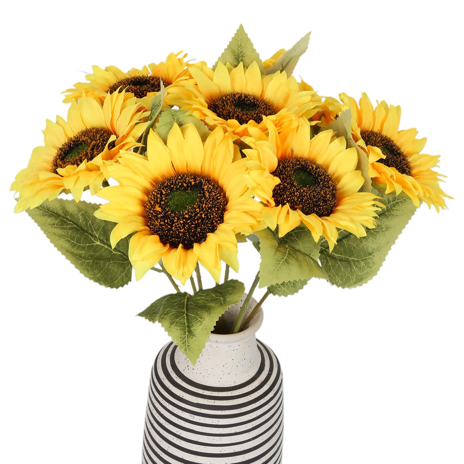 IPOPU Artificial Sunflowers 20" Sunflowers Artificial Flowers 8PCS Long Stem Sunflowers with Leaves Large Silk Fake Sunflowers Decoration for Outdoor