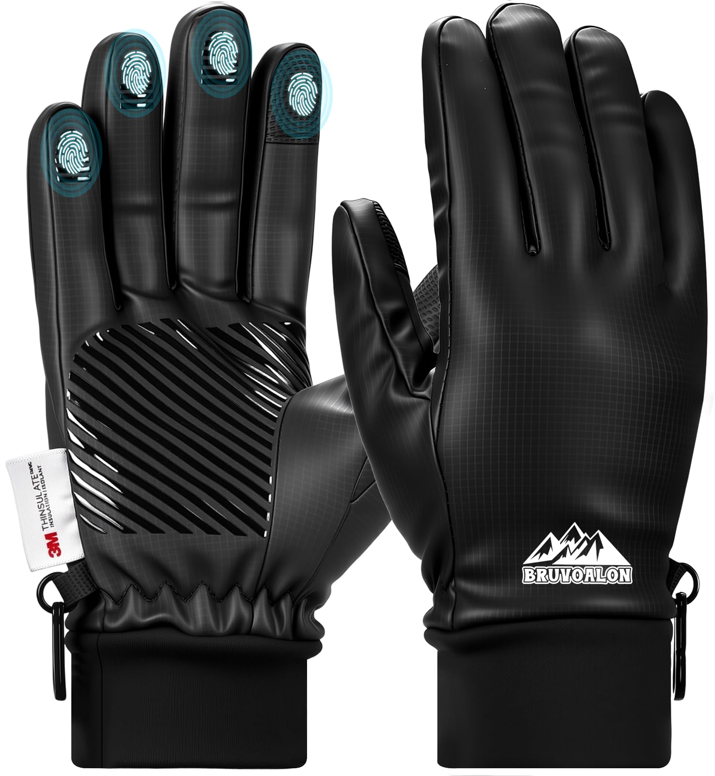 Bruvoalon Winter Gloves for Women&amp;Men, Skiing, Driving, Running - Touchscreen, Anti-Slip Grip with 3M Thermal Insulation