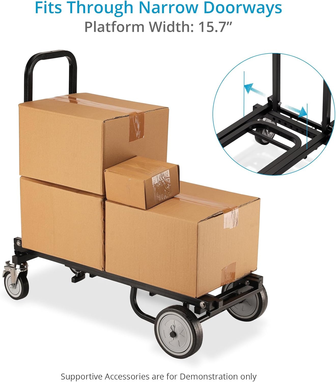 PROAIM Vanguard Nano 8-in-1 Adjustable Foldable Cart with Wheels. Equipment Platform Truck, Hand Trolley, Luggage Utility, Roller Moving Cart. Extends 24.4" to 39". 150kg/330lb Payload (CT-VNGD-UCN)