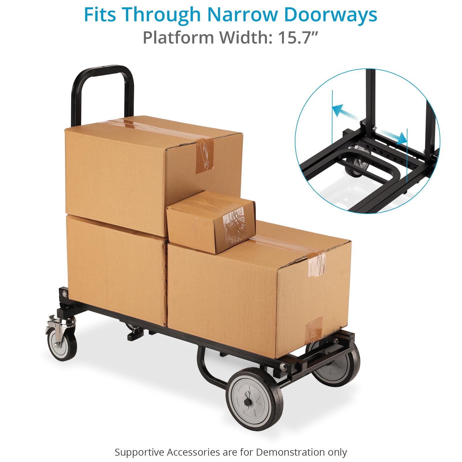 PROAIM Vanguard NANO składany wózek transportowy 8w1, udźwig 150 kg | Stalowy wózek z platformą 24–39″, koła 4″ skrętne i 6″ gumowe z hamulcami oraz składanym uchwytem.