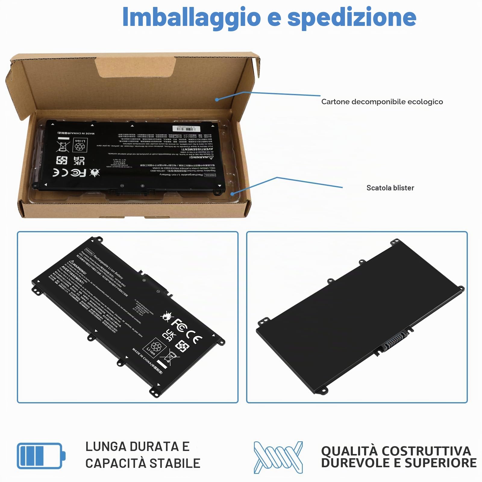 ASUNCELL HW03XL Batteria del computer portatile per HP 255 470 G8, HP 240 245 250 255 G9 Series, Pavilion 15-EG 15-EG0000 15-EH 15-EH0000 17-CP 17-CP0000 17Z-CP0000 17-CN Series, 11.34V/41.04Wh
