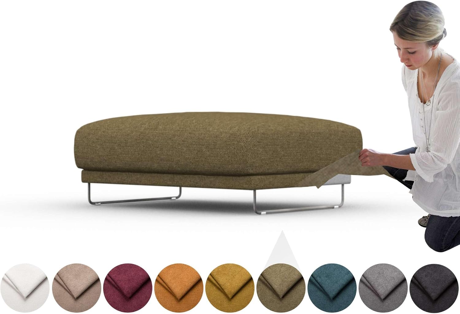 Cover for Tylosand Footstool, Replacement Slipcover, Heavy Duty 1 pcs Cover, Soft Durable Washable Fabric, Easy to Clean & Replace (Crown - Ivory)