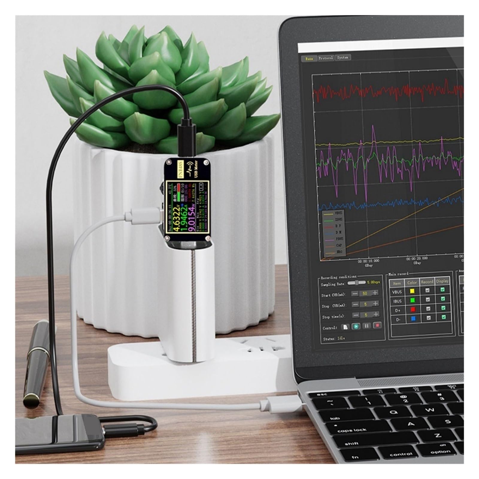 Tester USB,Tester kabla USB, FNB48S Tester Napięcia Pojemnościowego USB Miernik Prądu Monitor Analizator Wykrywania Mocy Narzędzia Testowe Z do sprawdzania pojemności, czyszczenia pojemności