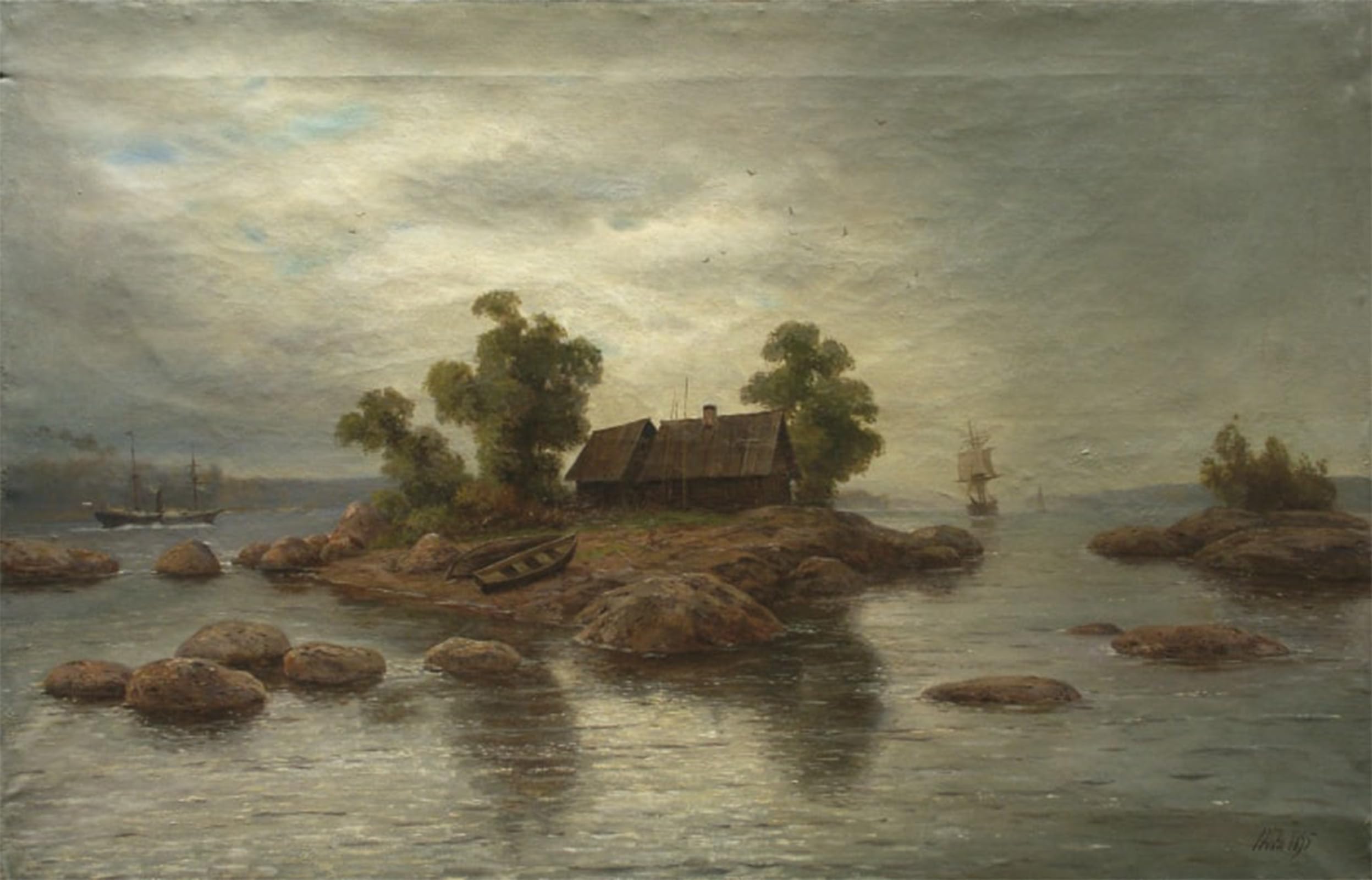 SERENDIPITP Retro Picture Poster Wall Art Pictures Painting the Farm on the Island by Lev Feliksovich Lagorio Wall Art Canvas Print for Wall Decor 60x90cm