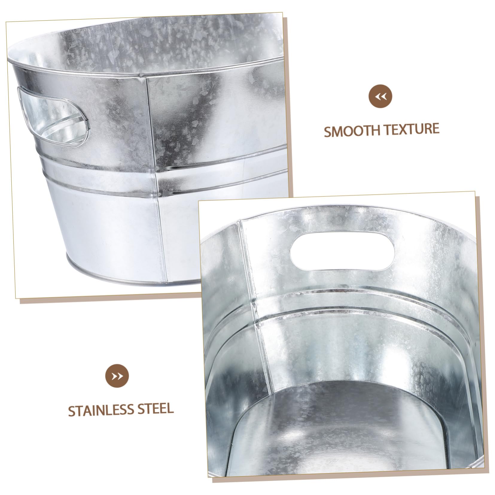 TOYANDONA Edelstahl Eiswürfelbehälter 15l Oval Silber mit Griff