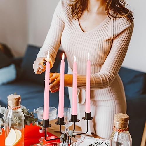 Miniatura 17 de Paquete de 4 velas cónicas naranjas de 10 pulgadas, sin goteo, sin humo y sin perfume, 8 horas de combustión, ideales para bodas, cenas y decoración