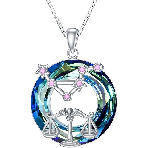 Zodiac Necklace for Women Sterling Silver Astrology Heart Necklace 12 Constellations Horoscope Pendant Zodiac Jewelry Gifts